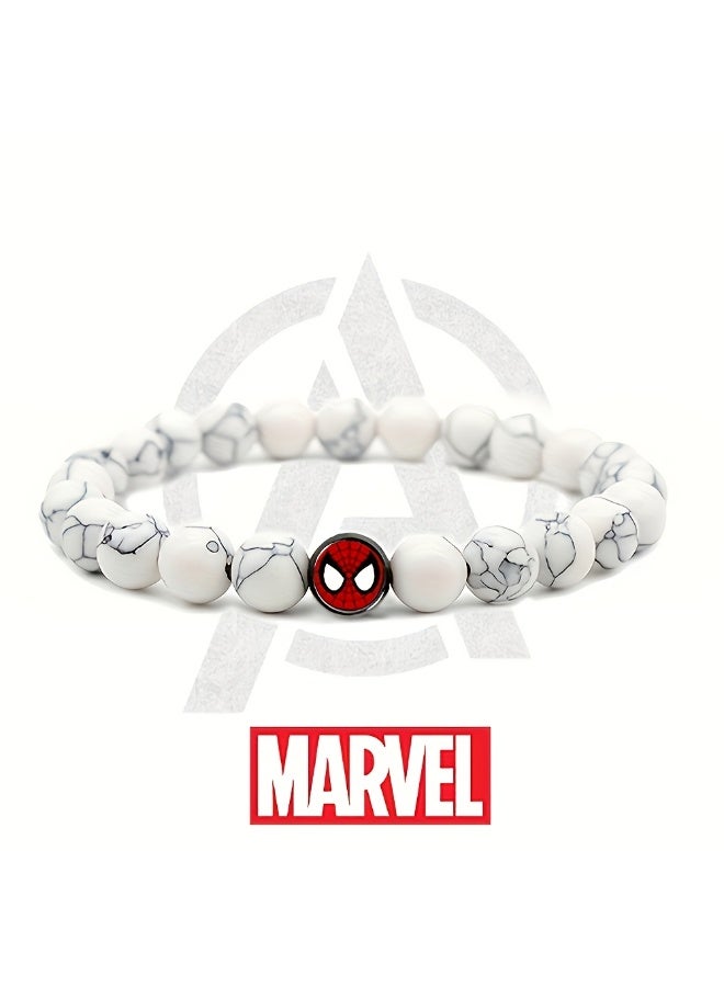 Marvel Shaped Beaded Bracelet, Volcanic Stone + Tiger's Eye, Adjustable, Unisex, High Quality, Comfortable, Durable, Suitable for Casual Attire or as a Gift. - Image 1